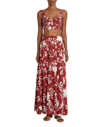 Printed flowing long skirt - Antique Rose