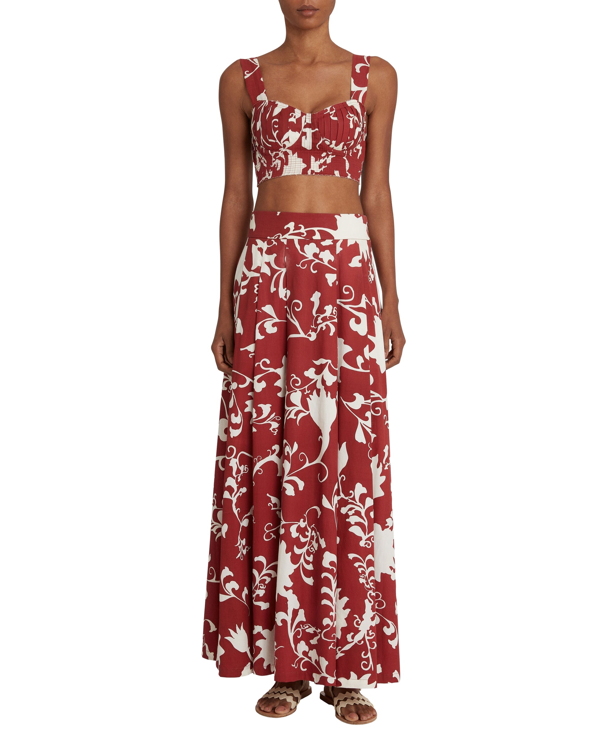 Printed flowing long skirt - Antique Rose