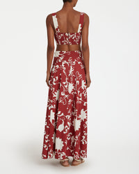 Printed flowing long skirt - Antique Rose