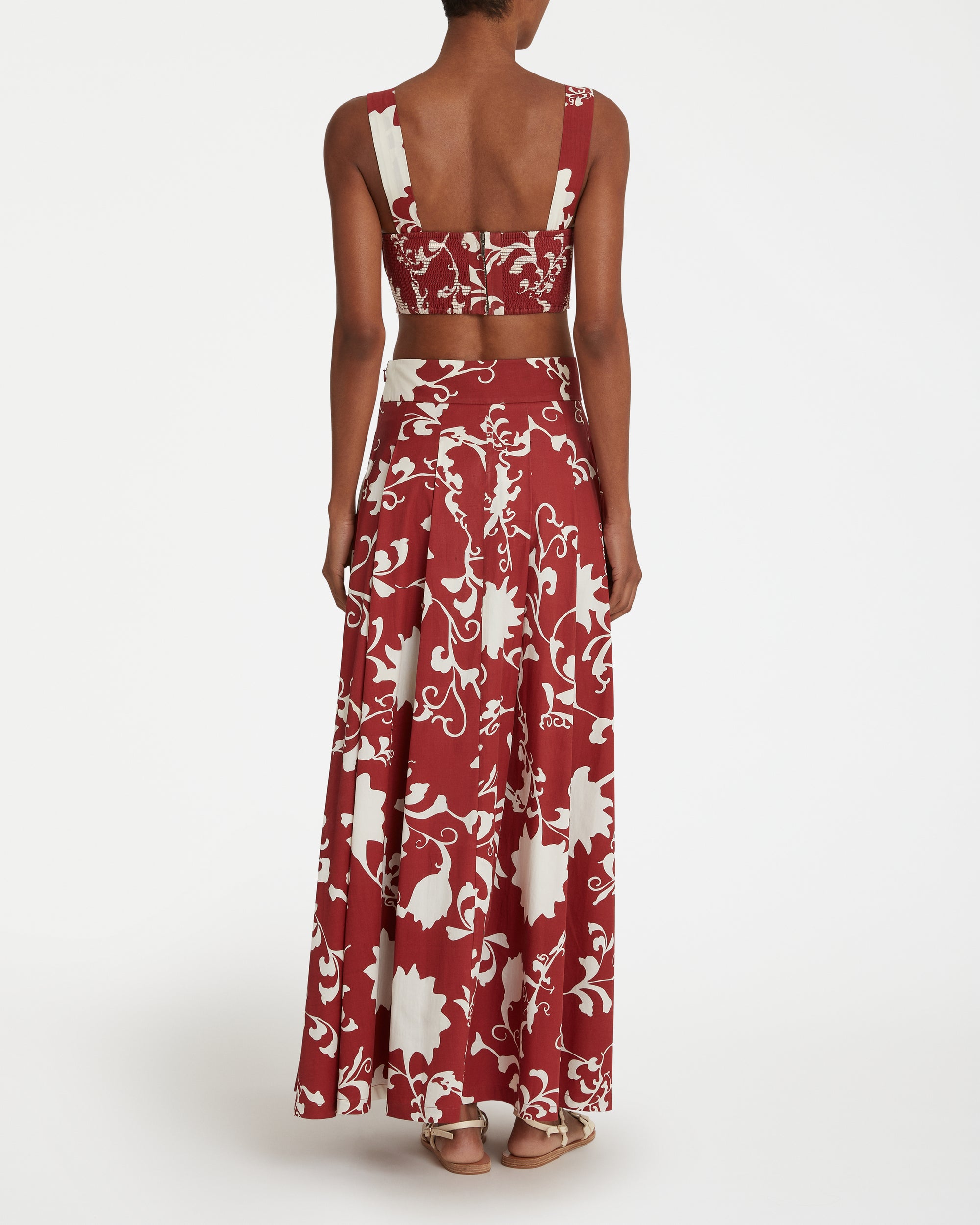 Printed flowing long skirt - Antique Rose