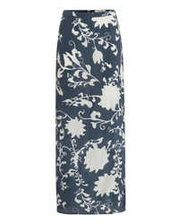 Laurelle long skirt in silk - Blue
