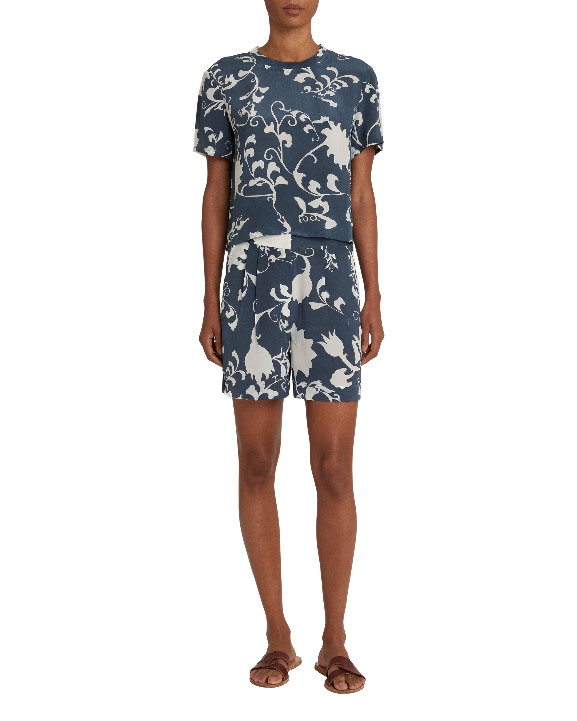T-shirt Gabrielle en soie - Blue