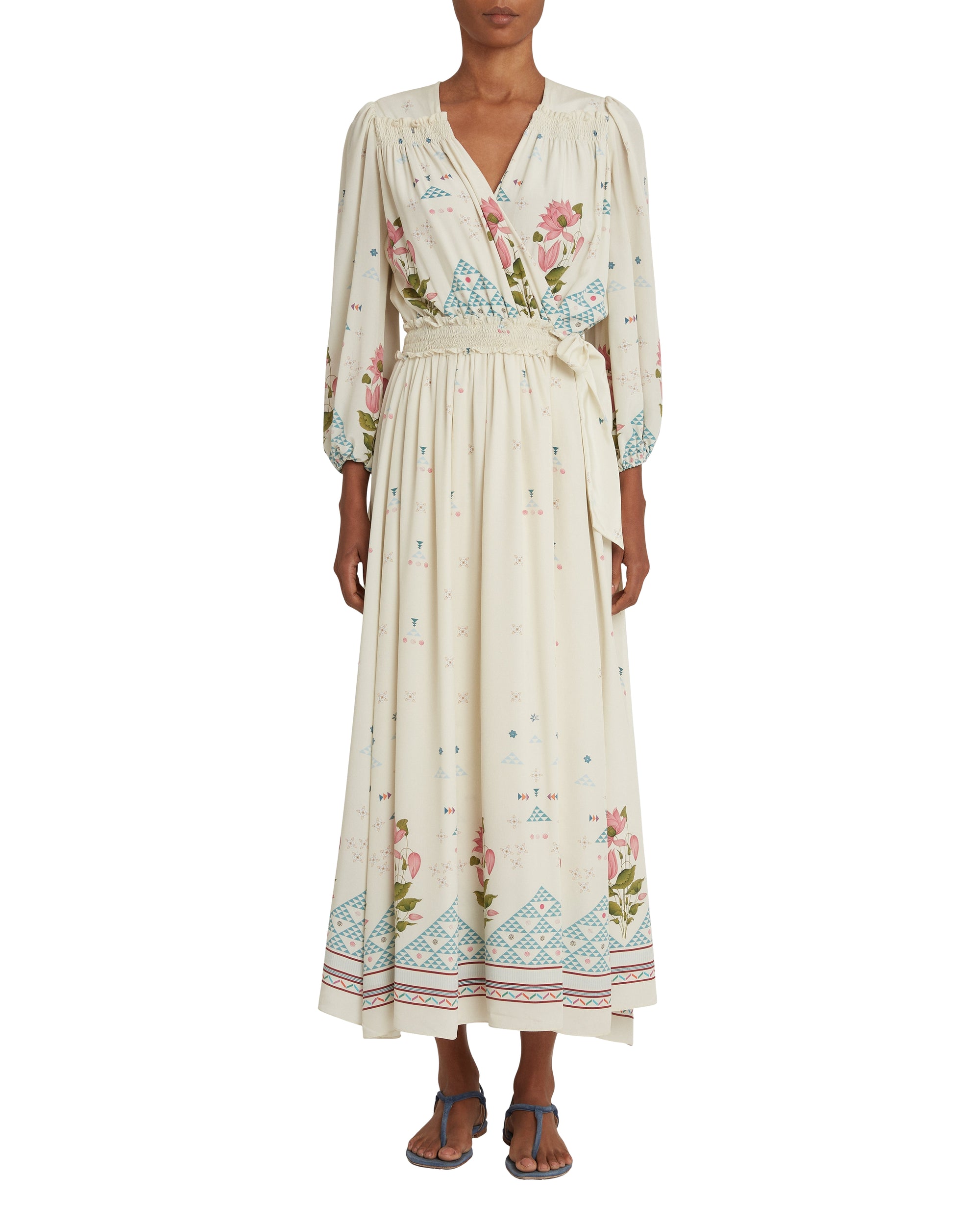 Robe longue Lavinia en soie - White