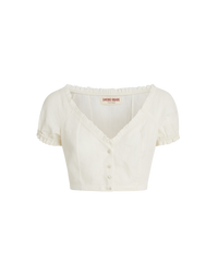 Linen V-neck top - Ivory