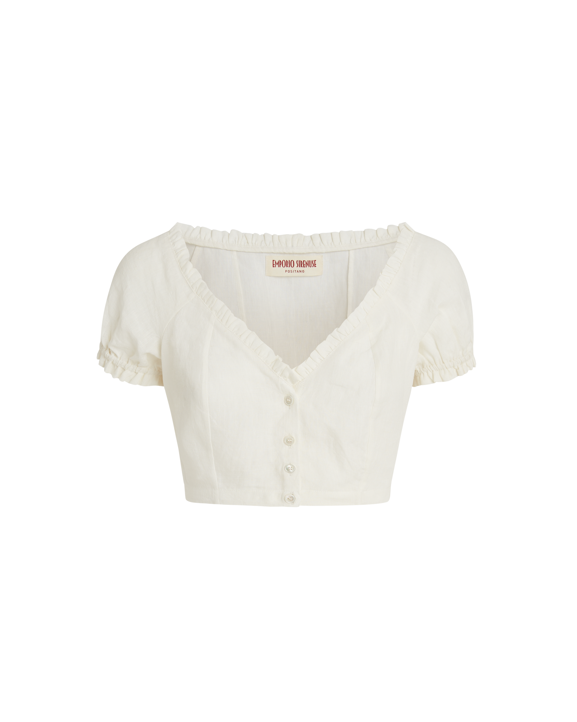 Linen V-neck top - Ivory