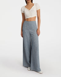 Linen V-neck top - Ivory