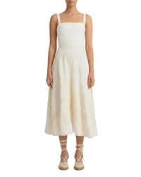 Anabel midi dress in linen - White