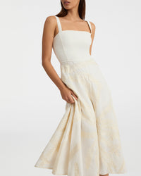 Anabel midi dress in linen - White