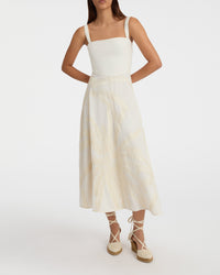 Anabel midi dress in linen - White