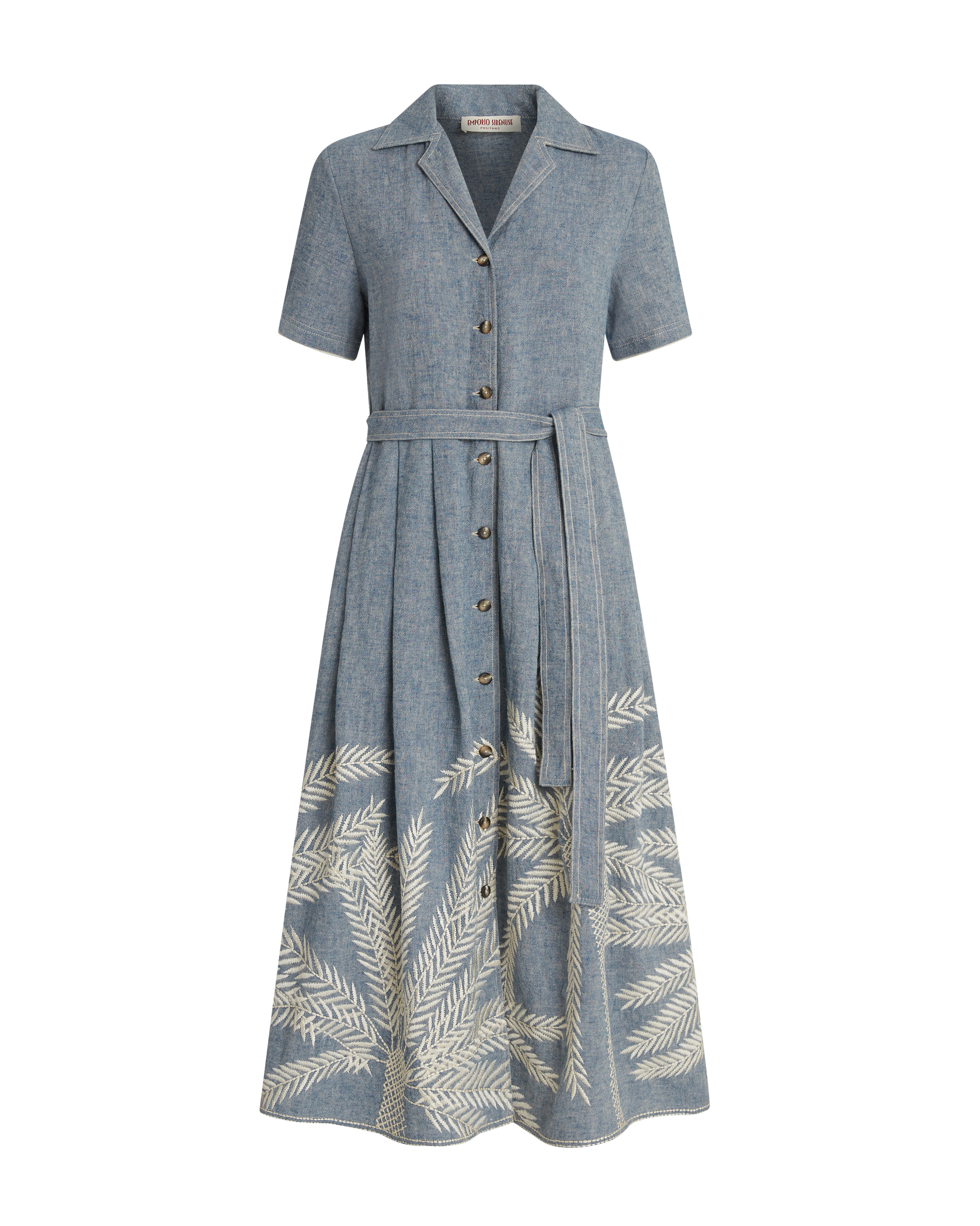 Claudia midi dress in linen - Blue