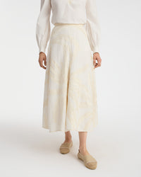 Tasha long skirt in linen - White