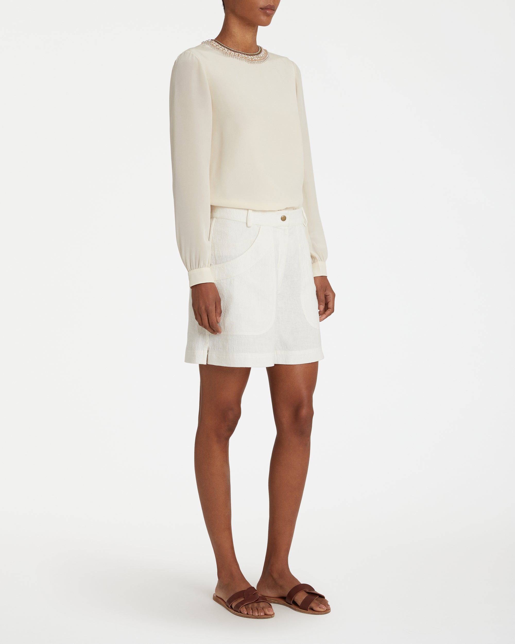 Short Teia en lin - White