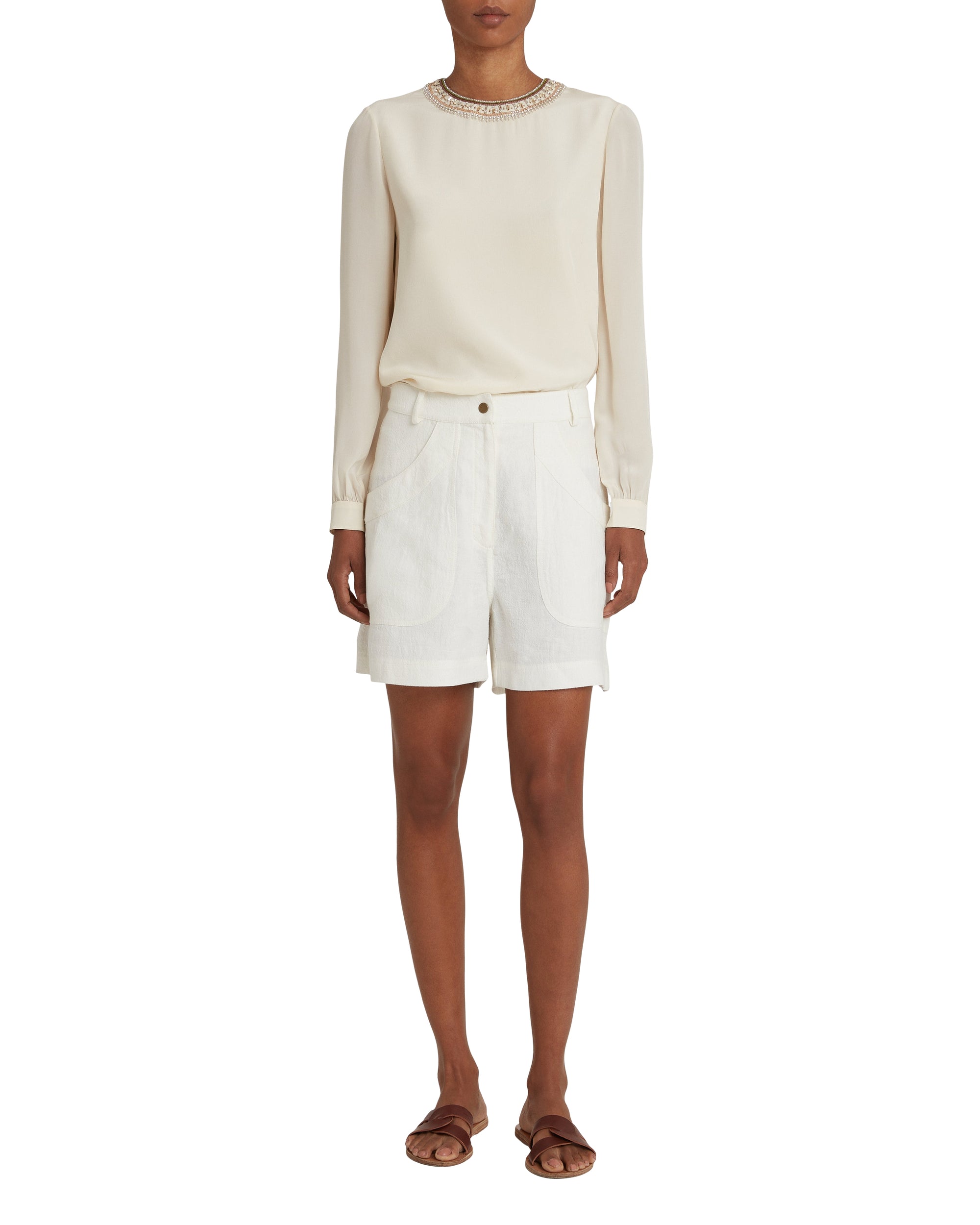 Short Teia en lin - White