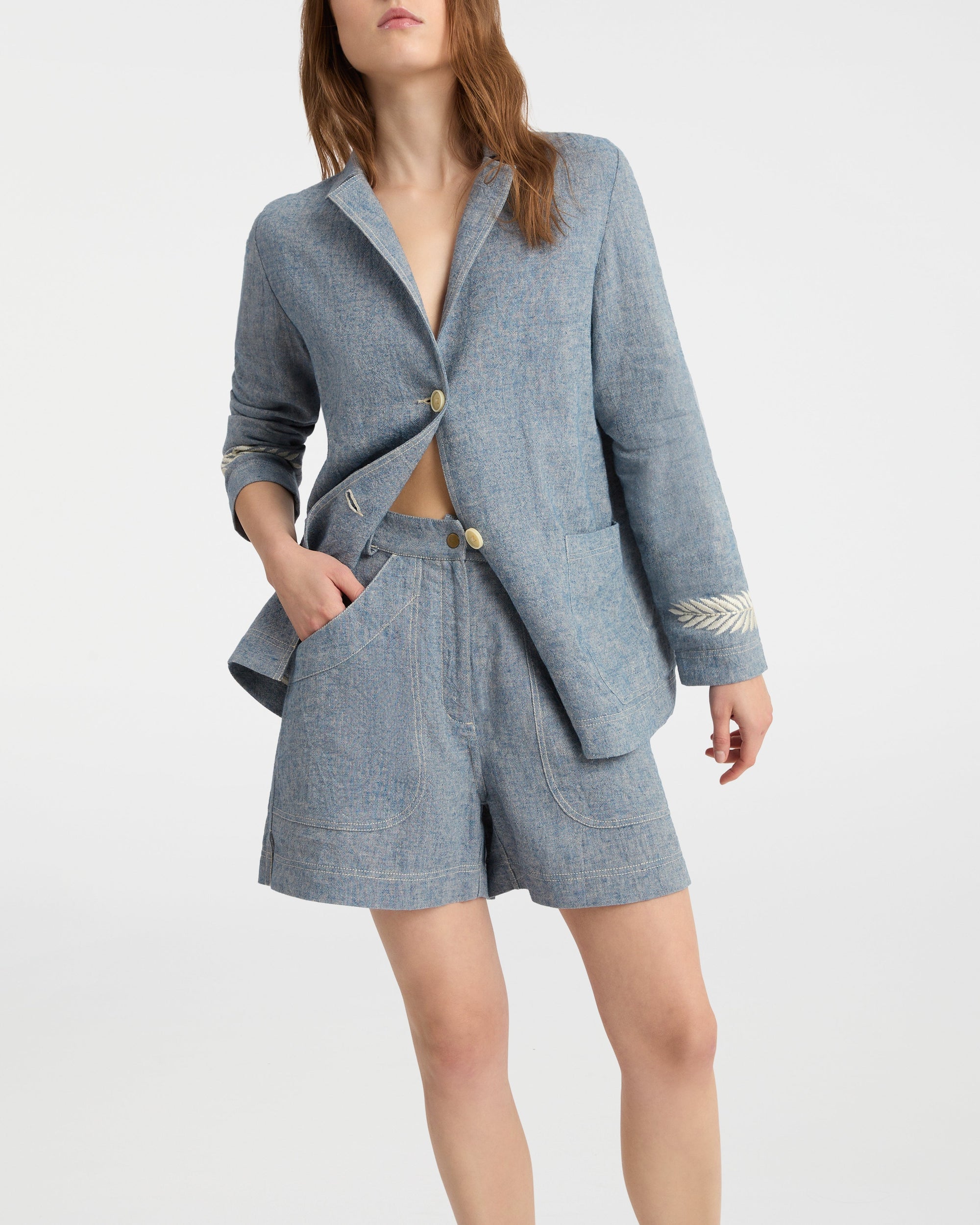 Teia shorts in linen - Blue