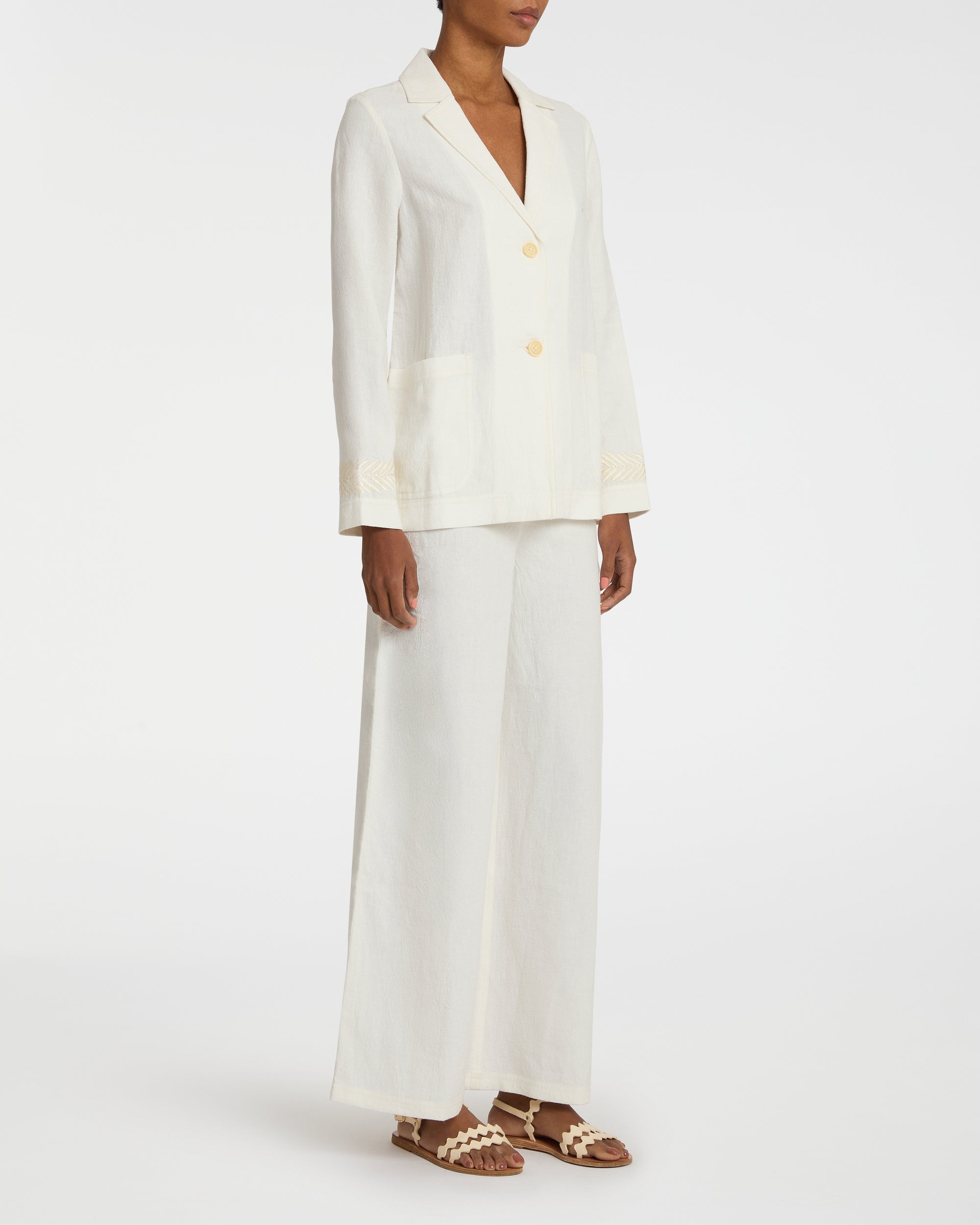 Grace jacket in linen - White