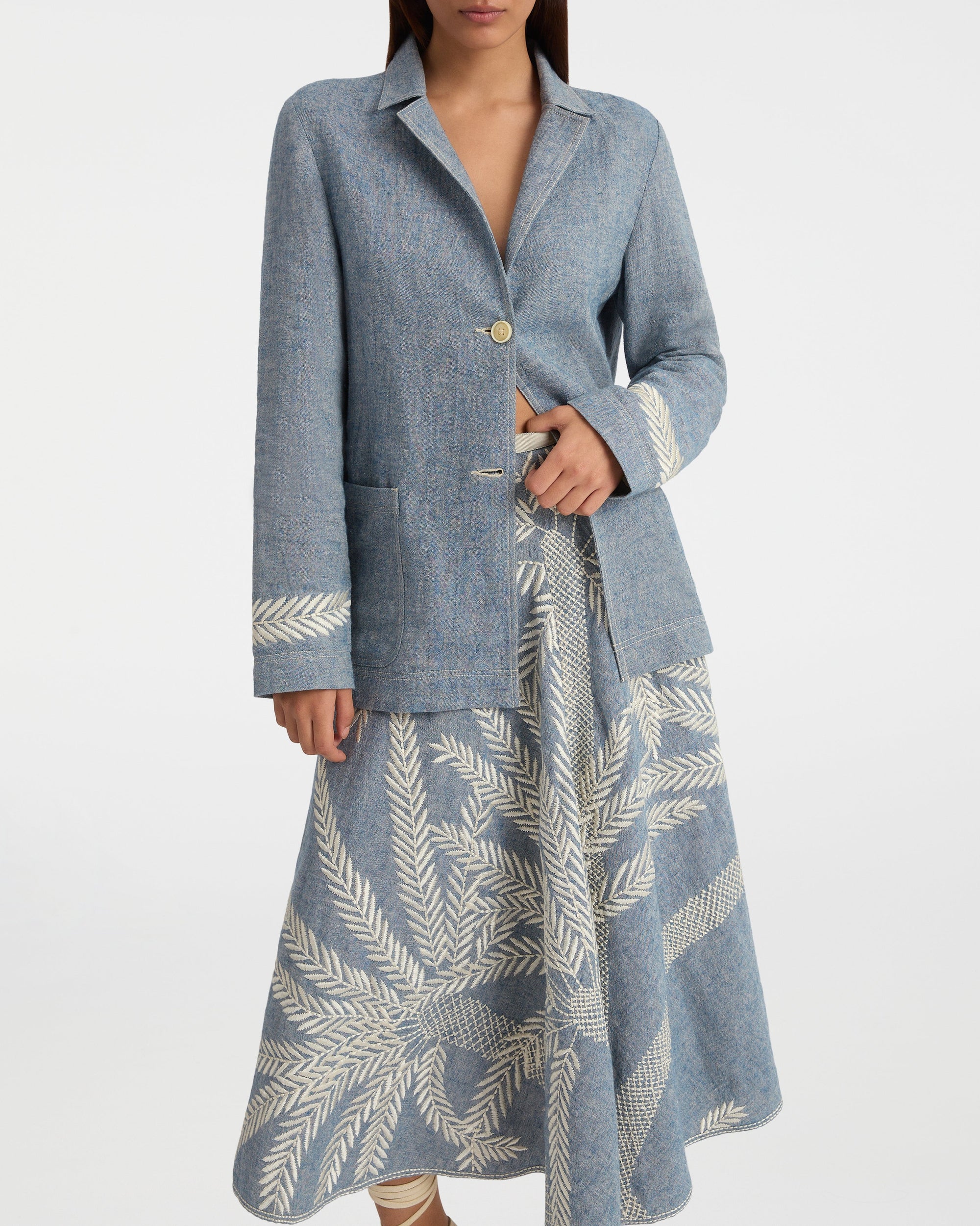 Grace jacket in linen - Blue