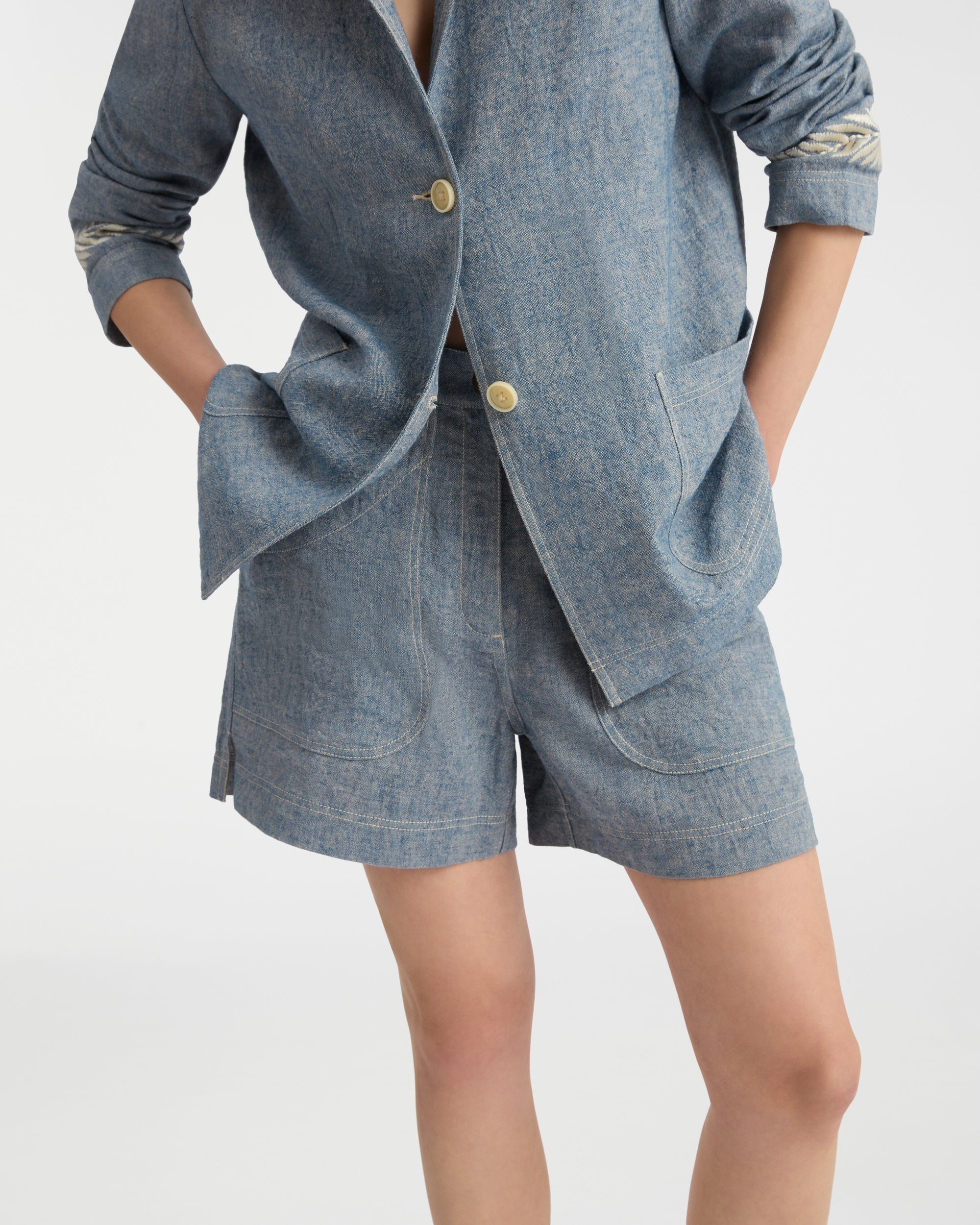 Grace jacket in linen - Blue