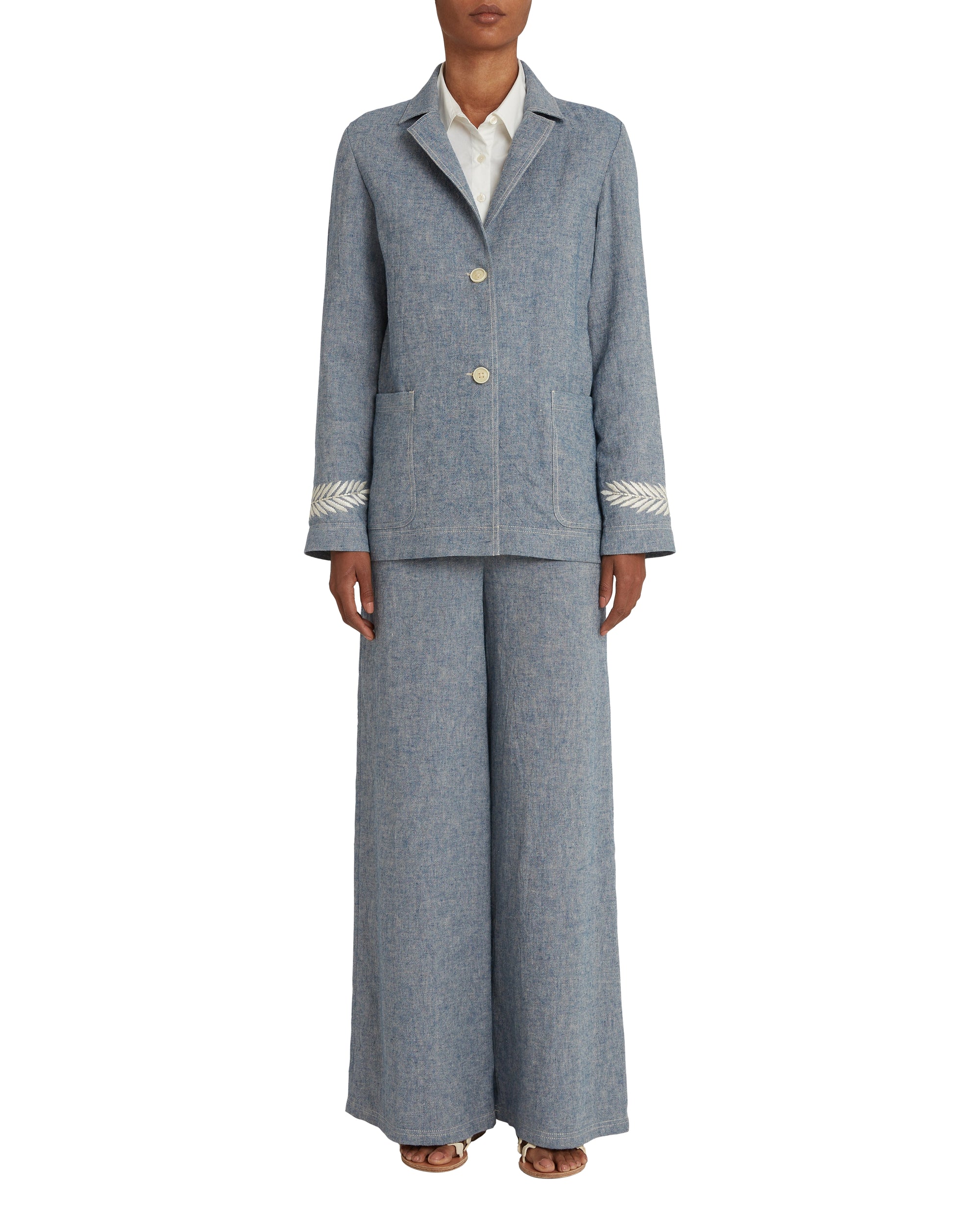 Grace jacket in linen - Blue