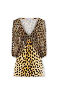 Top drapé mesh guépard - Guepard Hairy & Brown