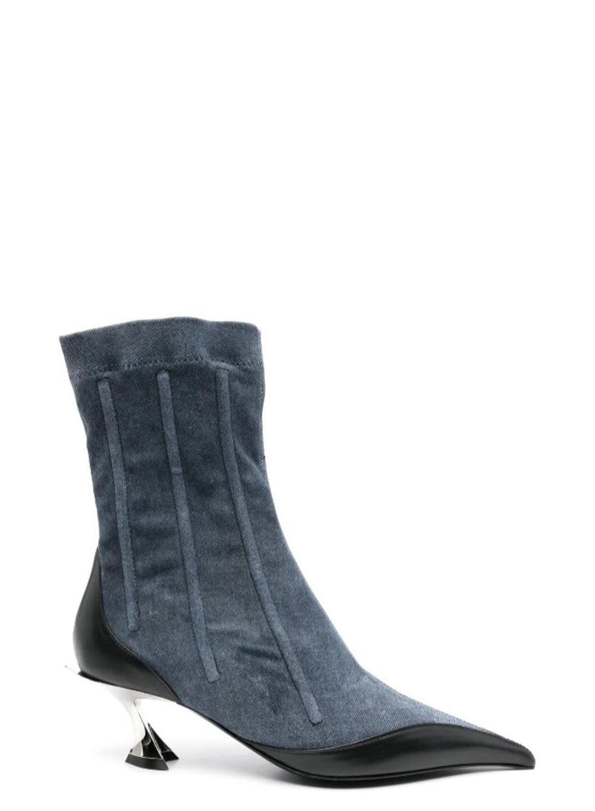 BLUE DENIM // bi-color boned denim fang 55 ankle boots