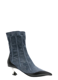 Boots Fang 55 en denim bicolore à armatures - Blue Denim