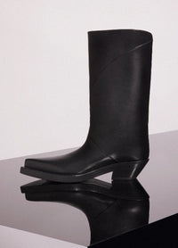 BLACK // black leather santiag boots