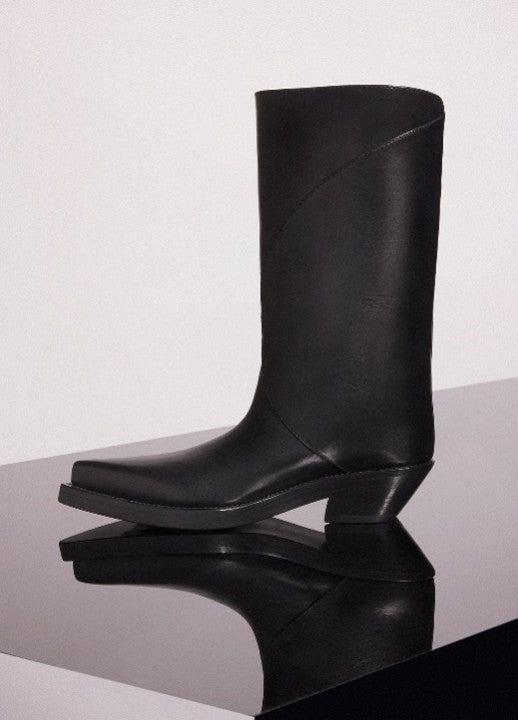 BLACK // black leather santiag boots