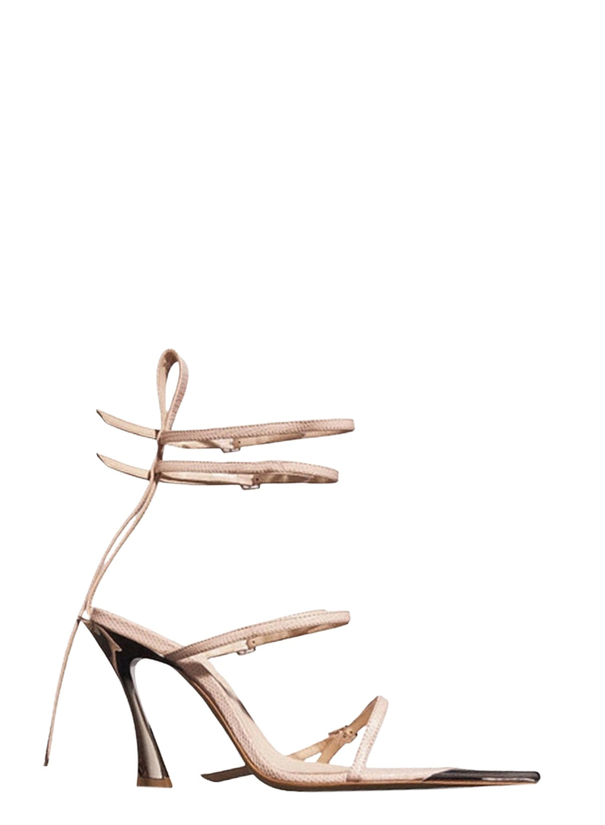 LEATHER CEMENT PINK // dark brown leather strappy fang 95 sandals