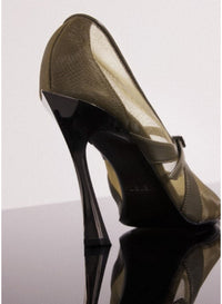 KAKI // khaki mesh fang 95 pump with strap