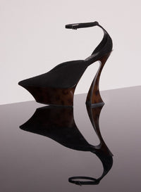BLACK // black velvet platform strappy fang 95 mules