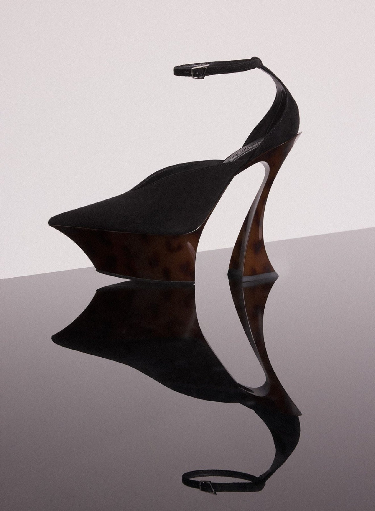 BLACK // black velvet platform strappy fang 95 mules