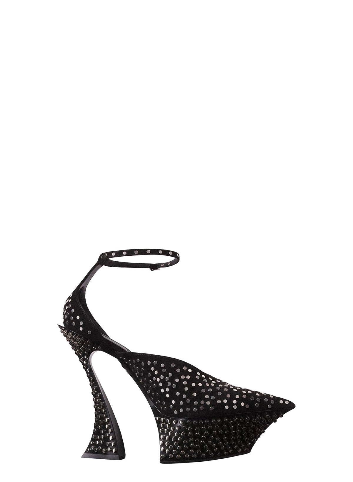 BLACK // black studded  platform strappy fang 95 mules
