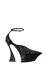 Escarpins platefrome Fang 95 cloutés à brides en cuir - Black