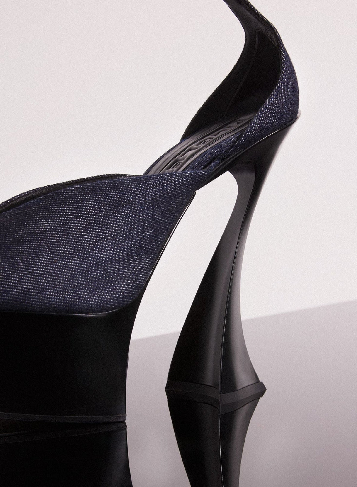 RAW BLUE // raw denim platform strappy fang 95 mules