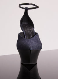 RAW DENIM PLATFORM STRAPPY FANG 95 MULES