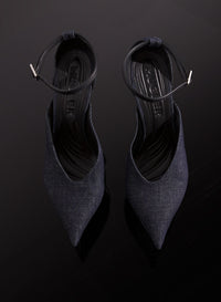 RAW DENIM PLATFORM STRAPPY FANG 95 MULES