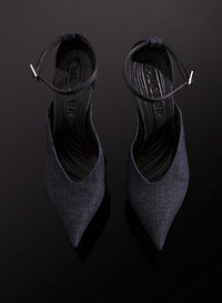 RAW BLUE // raw denim platform strappy fang 95 mules