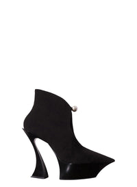 BLACK // black suede platform fang 95 ankle boots