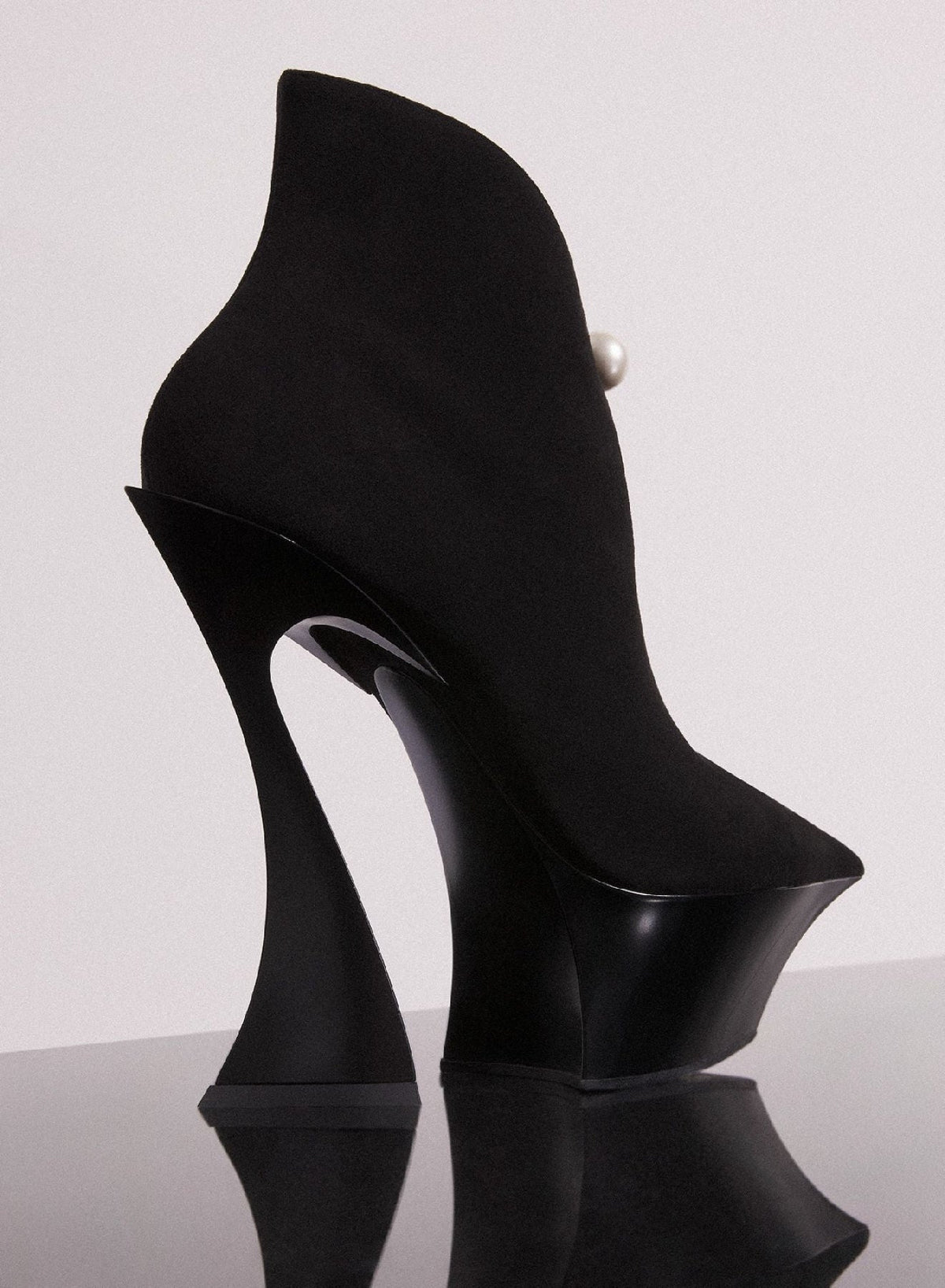 BLACK // black suede platform fang 95 ankle boots