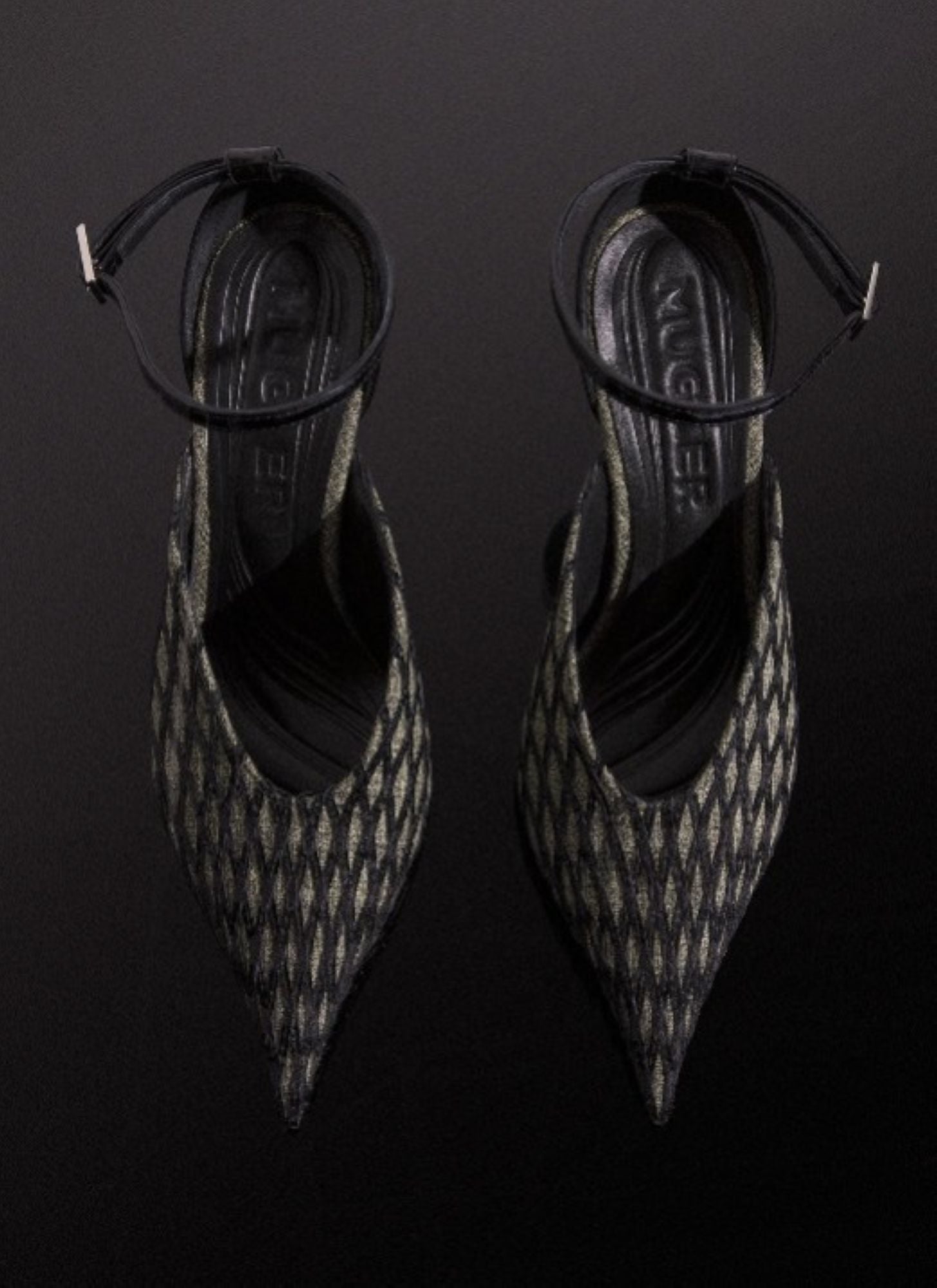 GREEN EMBROIDERED STRAPPY FANG 95 MULES