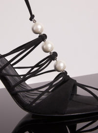 BLACK LACED FANG 95 SANDALS