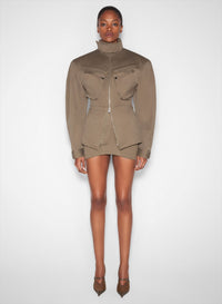 KHAKI TAILORED MINI SKIRT