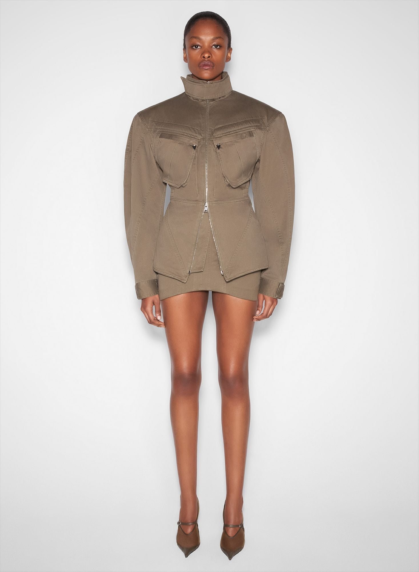 KHAKI TAILORED MINI SKIRT