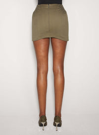 KHAKI TAILORED MINI SKIRT