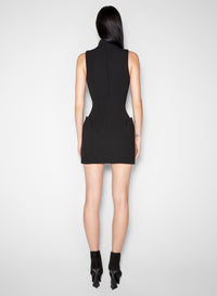 BLACK OPEN NECKLINE TAILORED DRESS