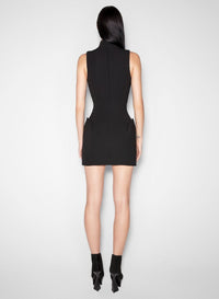 BLACK // black open neckline tailored dress