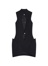 BLACK // black open neckline tailored dress