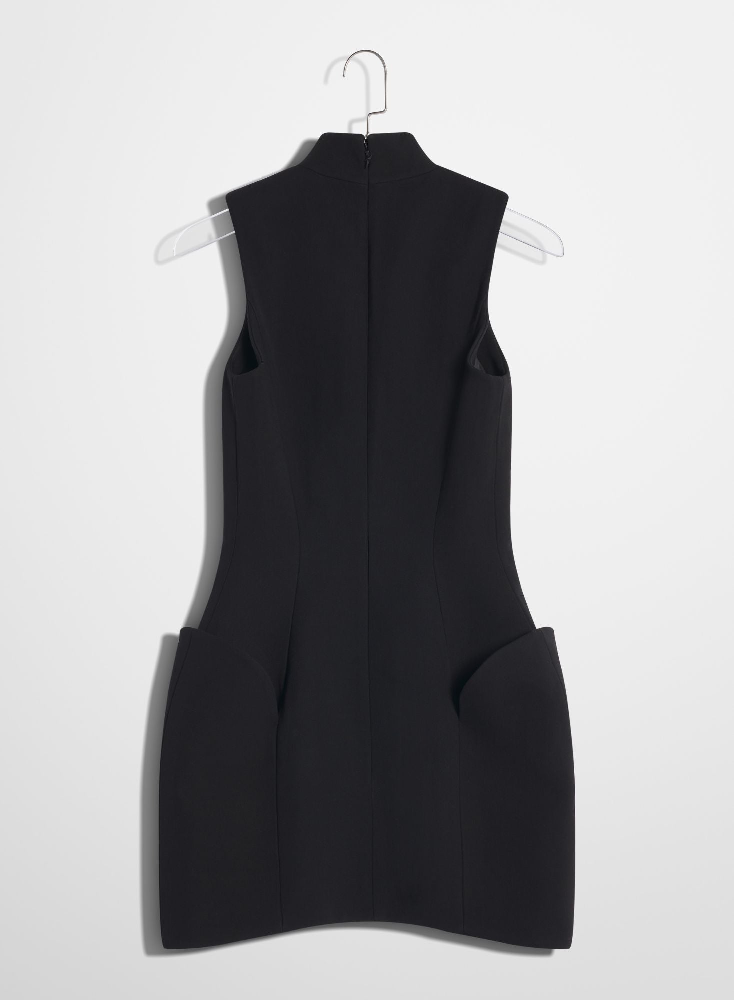 BLACK OPEN NECKLINE TAILORED DRESS