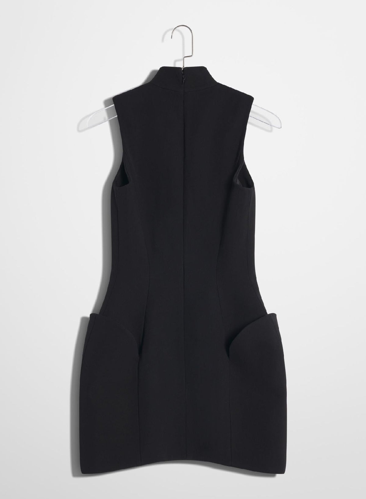 BLACK // black open neckline tailored dress