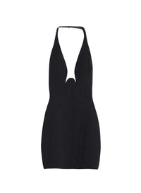BLACK // black tailored halter dress